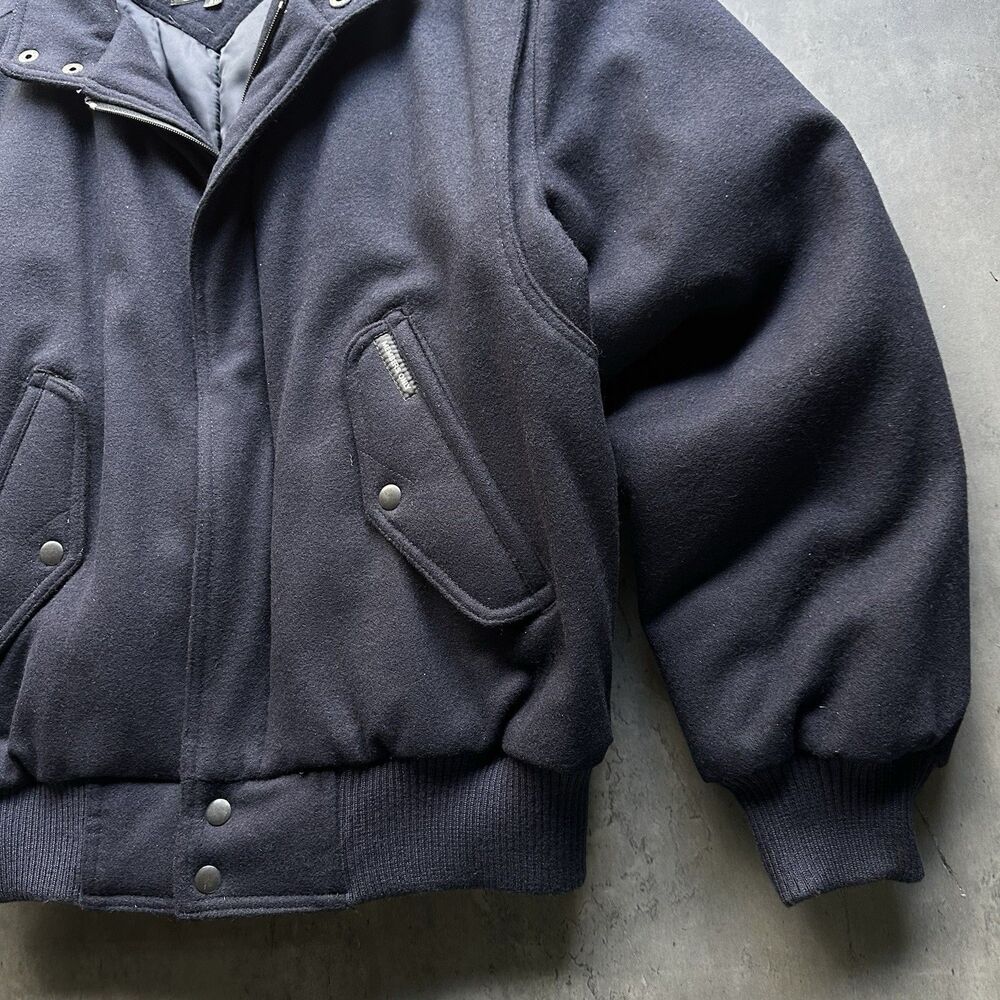 Vintage Members Only Mens Wool Bomber Jacket Sz 40 Medium Navy Blue Quilted 90s - Picture 8 of 14